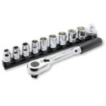 Koken-Z-series 4285ZE 1/2"分頭公制特短套筒組連磁石底座11件套(1/2"Z系列一條龍卜連波柄套裝) - Image 2