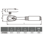 Koken-Z-series 4725Z 1/2"分頭棘輪板手(1/2"Z系列波柄) - Image 3