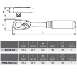 Koken-Z-series 2725Z-3/8"系列 3/8″分頭細柄棘輪板手(3/8″Z系列細柄波柄) - Image 2